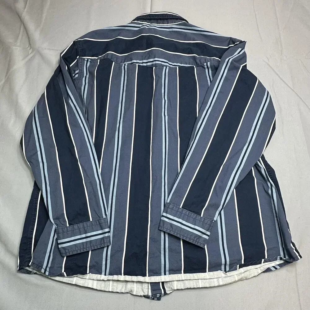 Levi's Shirt Mens XL Blue Stripe Relaxed Fit Western Double Pocket Rodeo Cowboy